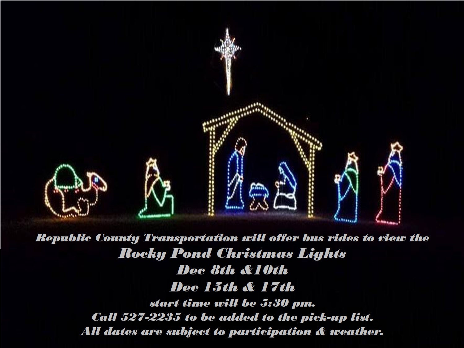 Rocky Pond Christmas 2025 Bus Rides